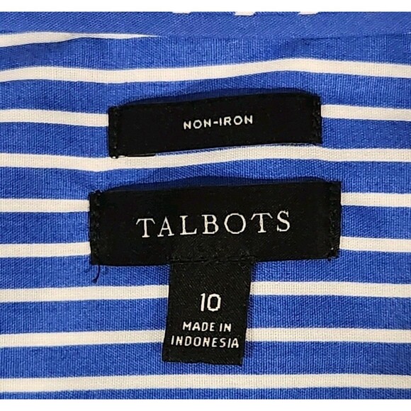 Talbots Blue Paisley Long Sleeve Button Shirt - Size 10 - Picture 4 of 11